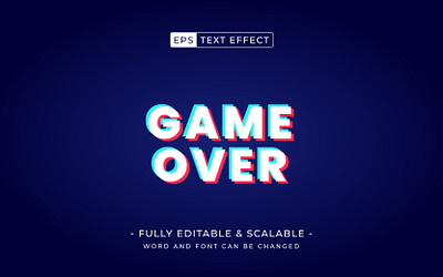 Game Over editable text effect style with glitch Effect calligraphy