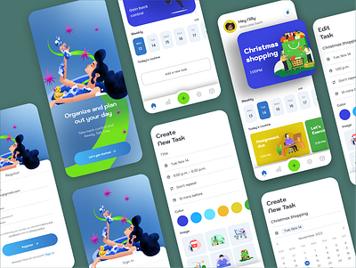 To-do app UI app blue cards concept design illustration light management mobile mobile app routine routine app sign in task task management to do to do app ui ux