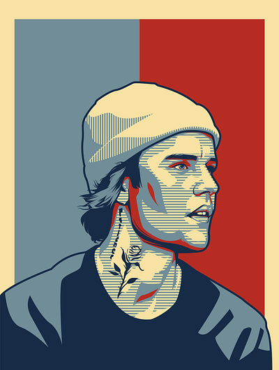 Vector obama hope style poster "Justin Bieber" album cover art artist avatar caricature cartoon cover design hollywood illustration music poster poster singer vector