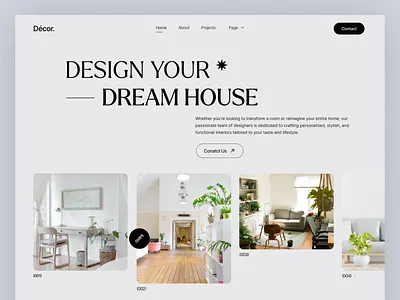 Décor - Interior Design Website: Landing Page decor design flat homepage interior landing page landingpage minimal ui uiux ux web web design webdesign website websitedesign