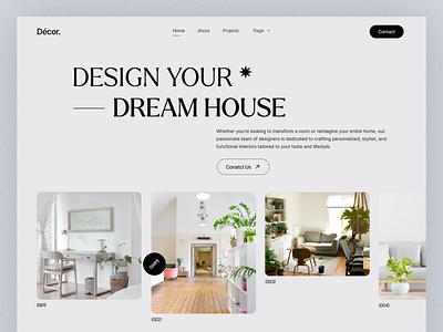 Décor - Interior Design Website: Landing Page decor design flat homepage interior landing page landingpage minimal ui uiux ux web web design webdesign website websitedesign