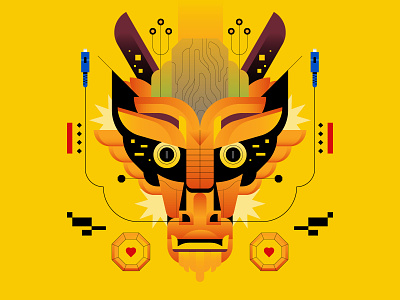 The Great Dragon animal bali calendar design digital dragon editorial icon illustration indonesia internet love myth tech vector yellow