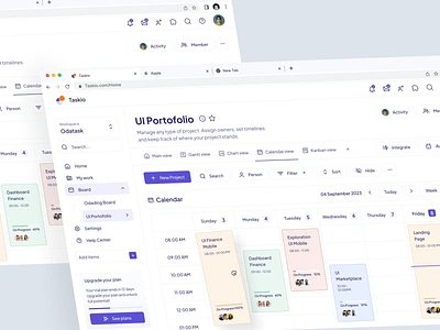 Taskio - Calendar View admin admin template app calendar cansaas clean clear dasboard app dashboard design interface management saas task management team team dashboard ui ux web design webapp