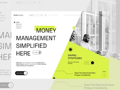 Fund Manage (money management platform) accounting platform bank branding clean data hero section income logo management minimal money payment saas savings tran ui ux wallet web design