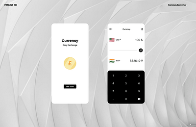 Dailyui - 107 Currency Converter 3d animation app application branding currency dailyui design figma graphic design illustration logo mobile motion graphics typography ui