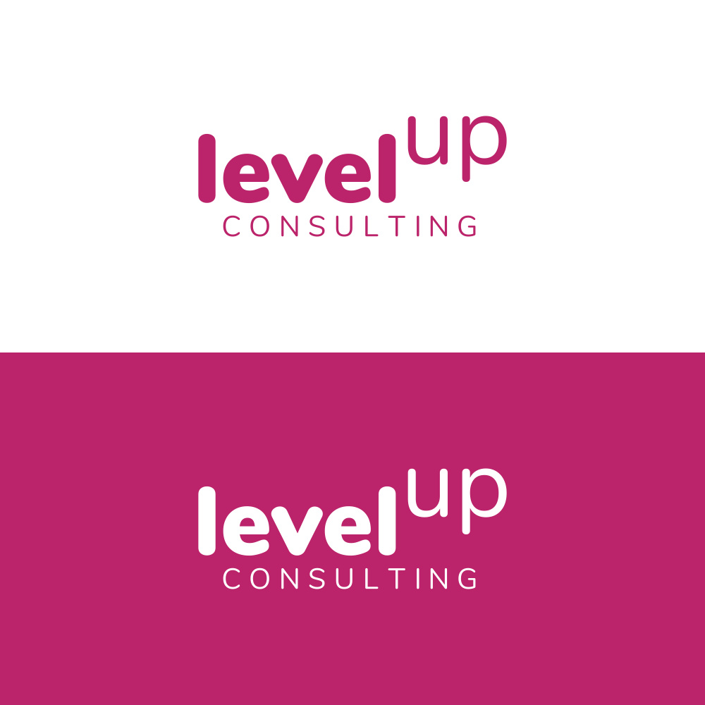 level up consulting logo consulting lettering logo minimal minimalist pink simple typographic wordmark