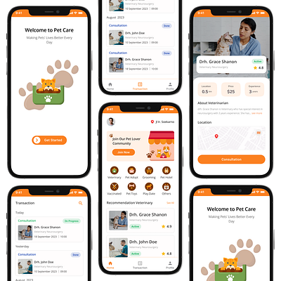 Pet Care - Mobile App Design app design mobile ui ux