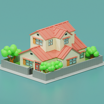 Isometric Nobita House 3d 3dart blender3d details house illustration isometric japanese
