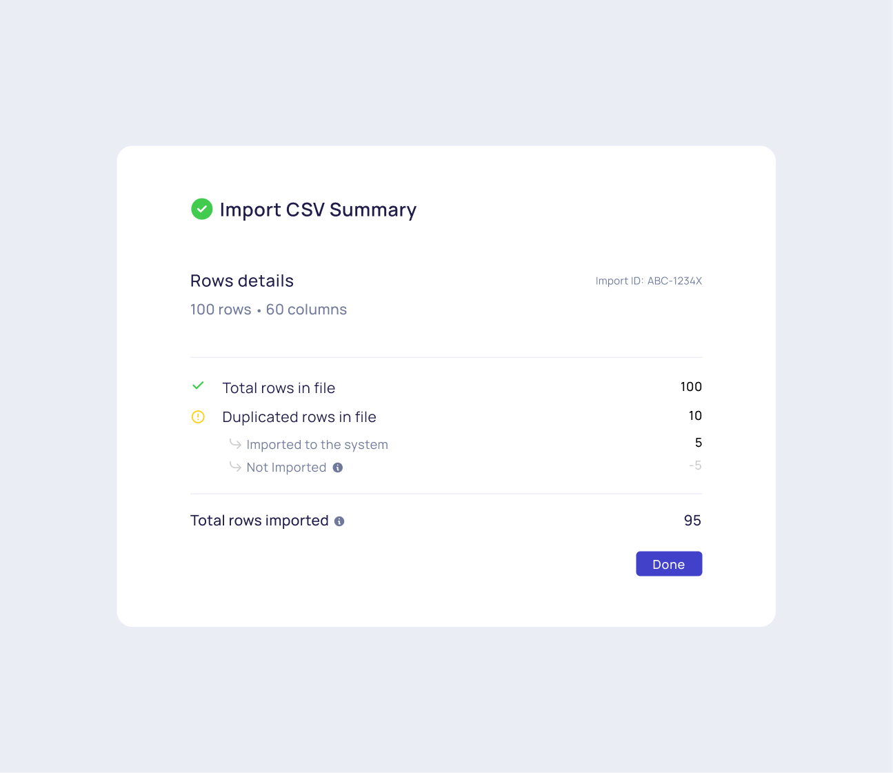 Example of CSV File Import - Summary