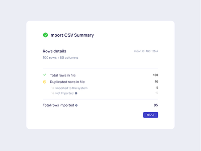 CSV File Import - Summary b2b csv data data import import saas ui ux