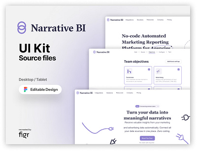 Narrative BI Web UI (Recreated) analytical tool branding data design editable figma free freelance insights kit landing page narrative bi product product designing template ui ui ux user interface ux valuable