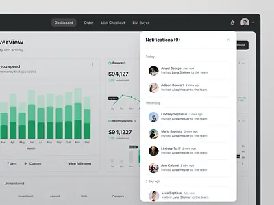 Notification Walitet - Dashboard Finance bank bank card banking design digital wallet app e wallet finance design finance ui financial fintech fintech app fintech dashboard fintech product payment product design saving transactions ui ux wallet