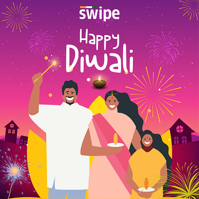 Happy Diwali billing branding crackers design diwali festival fireworks graphic design illustration invoicing lights swipe