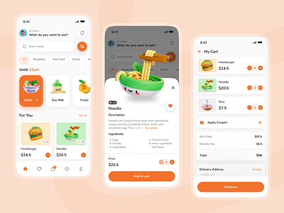 Food Delivery App - Foodish 3d app beautiful branding design apps easy food food order foodish graphic design logo look mobile design motion graphics orange ordering ui uiux ux web