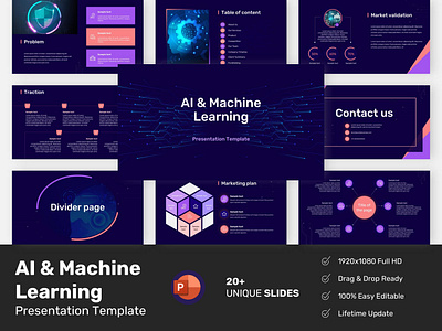 AI & Machine Learning Deck - Power Point Template (PPT) al business presentation corporate ppt corporate presentation design machine learning ml pitch deck pitch deck template powerpoint ppt presentations ui