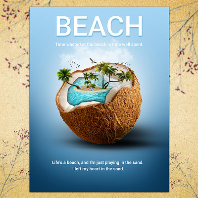 Creative beach poster 3d creative design graphic design illustration poster vector