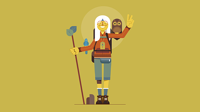 Hippy hiker characters hiker hiking people retro style styletest vector