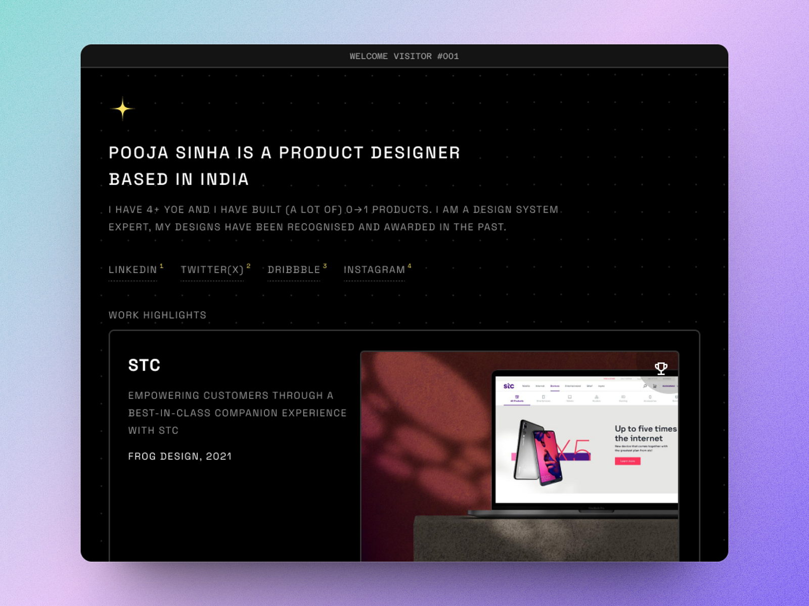 Portfolio UI - Design by Pooja Sinha 🔥 on Dribbble