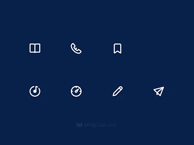 The animated icons 7 for MingCute airplane animation book bookmarks dashboard icons messages music ui