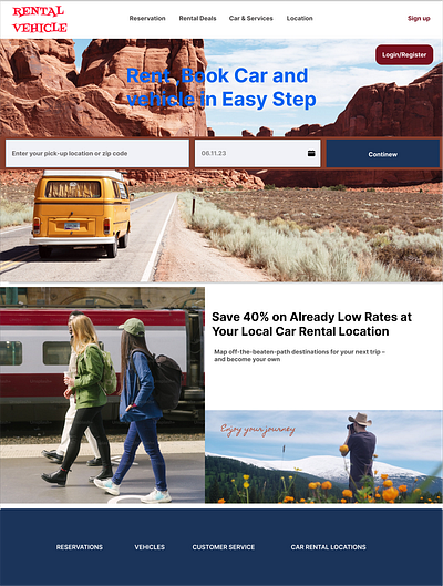 Rental vehical booking web page .
