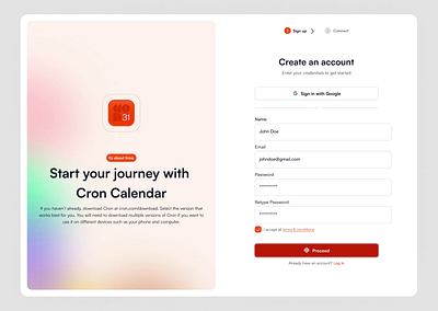 Sign Up - 01/02 | Animation | UX/UI, Web App | Cron account account creation animation components forgot password form input field login microinteraction minimal modal motion onboarding product design register sign up ui ui design ux web design