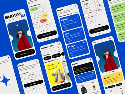 App - BuddyAI: Your Personal Stylist and Shopping Companion app design graphic design ui