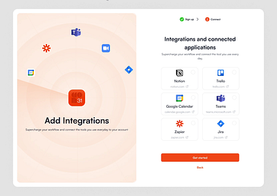 Sign Up - 02/02 | Animation | UX/UI, Web App | Cron animation calendar components form input field integration login microinteraction modal motion onboarding product design productivity radar sign up tabs ui ui design ux web design