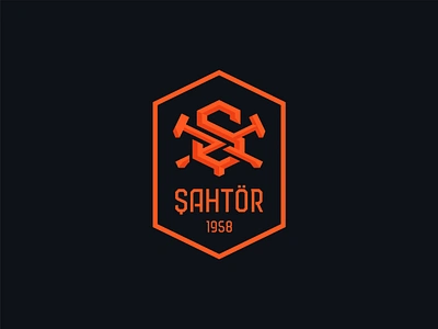 Şahtör Football Club crest emblem hammer irons karagandy kazakhstan maul mine miner mls monogram redesign shakhtar sledgehammer sports design westham