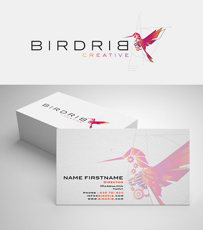 Birdrib Logo And Business Card Design branding business card design graphic design logo stationery typography vector