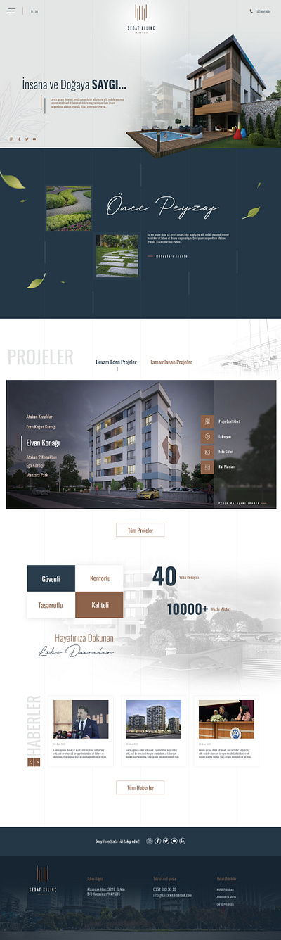 Sedat Kılınç İnşaat Kurumsal Web Sitesi agency company construction design ui web website