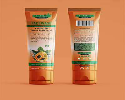Papaya Facewash cream cosmetic graphic design label packagng softness cream