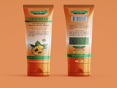 Papaya Facewash cream cosmetic graphic design label packagng softness cream