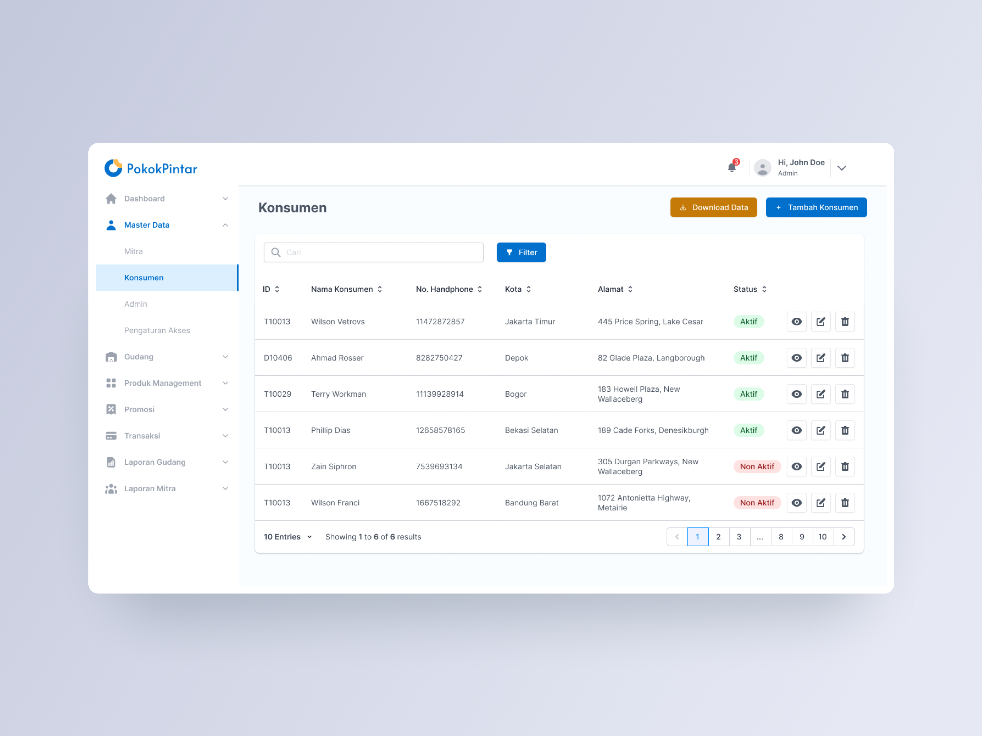 PokokPintar - Sales Management Dashboard blue column dashboard date form pos pos system row sales sales management sidebar table transaction ui ux