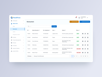 PokokPintar - Sales Management Dashboard blue column dashboard date form pos pos system row sales sales management sidebar table transaction ui ux