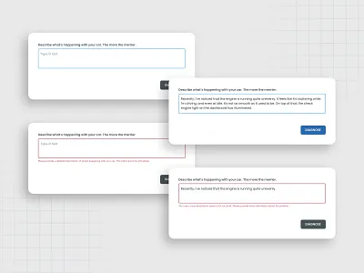 Diagnostic Hub: Problem active answer ask clean diagnose error error state form form builder free text inactive long text minimal question text field ui uiux ux web design webdesign