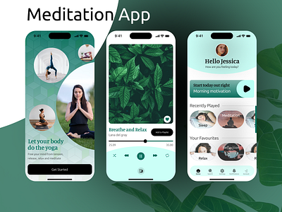 Meditation Mobile App Design 10mins body breath calm concentration favourite fitness headspace mind morning motivation playlist podcast reflection relax relaxation session sleep spotify yoga