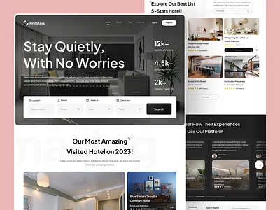 FindStays Website UI design ❤️ branding design find stays hotel hotel booking app hotel booking ui hotel booking website hotel website landing page landing page ui typography ui ux web design website design