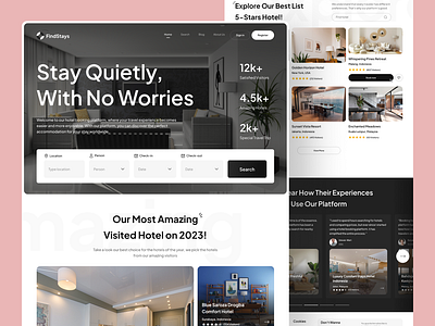 FindStays Website UI design ❤️ branding design find stays hotel hotel booking app hotel booking ui hotel booking website hotel website landing page landing page ui typography ui ux web design website design