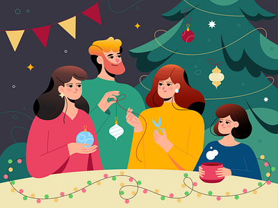 Family celebration character design character illustration characters colors family flat holiday illustration illustrator vector web illustration xmas