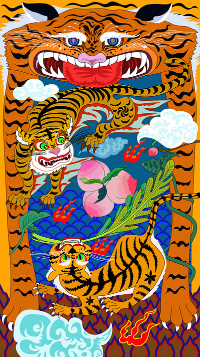 Lucky Tiger On Red Pocket--For Year Of Tiger illustrator