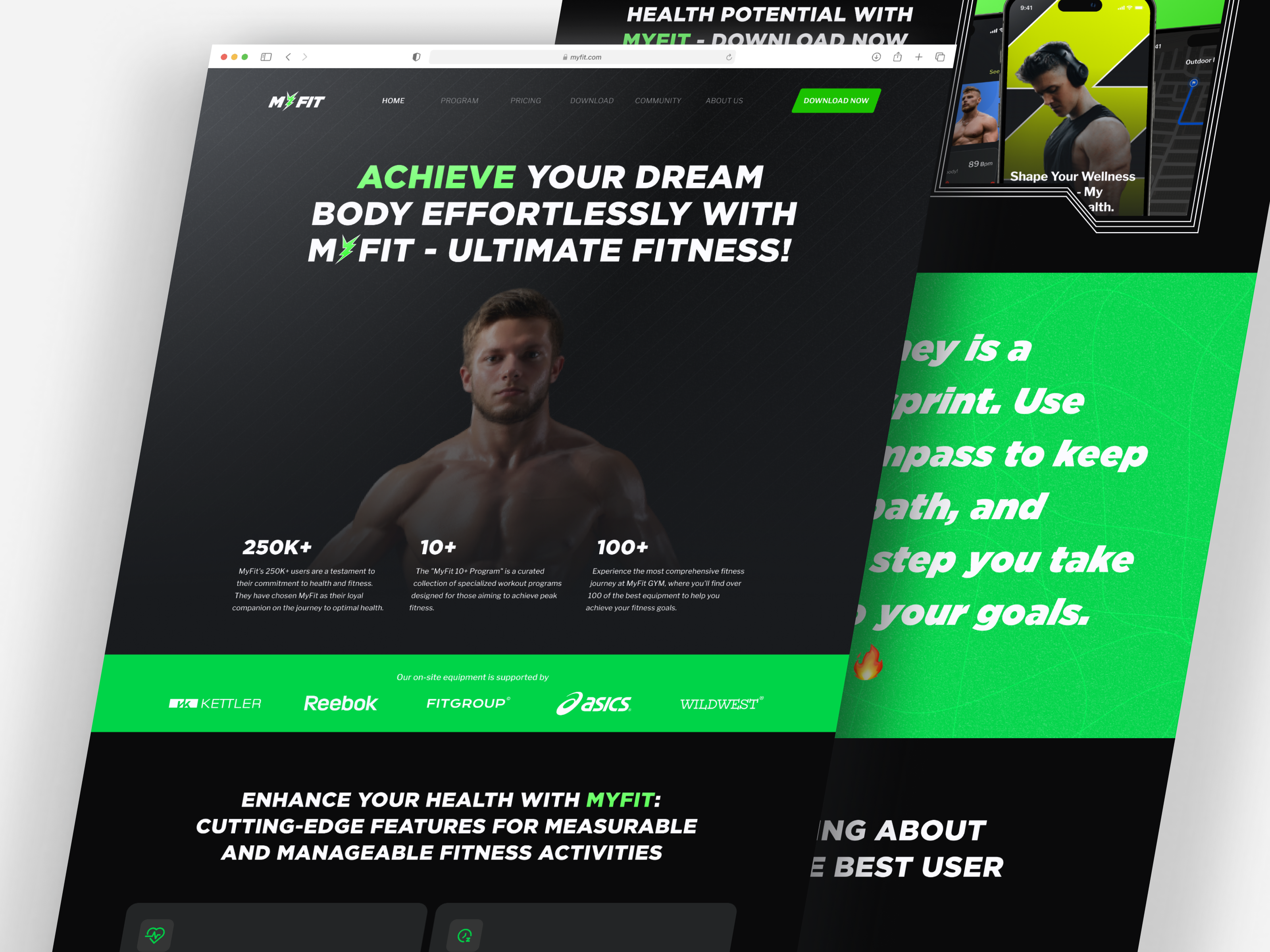 MYFIT Fitness & GYM - Landing Page 💪💪 3d animation app branding design exploration figma fitness graphic design gym illustration landingpage logo minimal mobile design mobile ui motion graphics ui uidesign ux