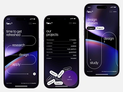 Flow - Design Studio Mobile UI Concept 3d animation concept creative design graphic design illustration ios motion graphics stylish ui ui daily ui tips ux ux daily violet