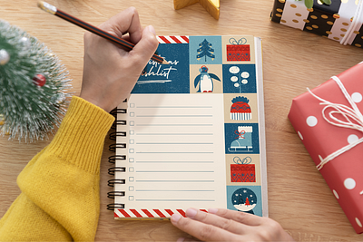 Organize Your Perfect Christmas Wishlist canva christmas design holiday journal planner seasonal template winter xmas