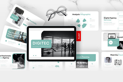 Digitec PowerPoint Template agency blue business digitec gsl key modern powerpoint ppt pptx presentation template ui