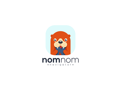 NomNom Navigator 2d animal blue branding clean cute otter design food logo food review graphic design illustration logo modern nomnom navigator orange otter simple