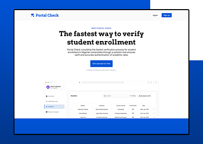 Portal Check – Identity Verification Platform concept design identity landingpage page platform school student ui verification