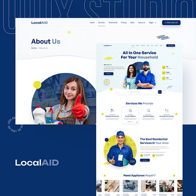Cleaning Services Website: LocalAid branding ui