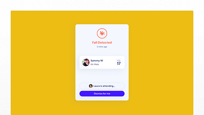 Fall Detection Notification (B2B Medical App) clean clinical design illustration ui us web yellow