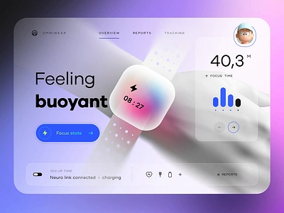 Omniwear analytics dark mode dashboard emotion glass neurolink notifications watch wearable webpage website