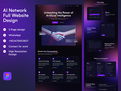 AI Network Full Website Design Figma ReactJs ai ai website ai work design elementor figma landing page network pricing page reactjs responsive design saas ui uiux ux web app web development website wordpress